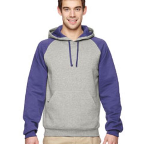 Adult NuBlend® Colorblock Raglan Pullover Hooded Sweatshirt Thumbnail