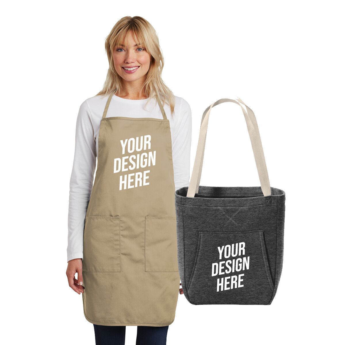 custom branded accessories, embroidered tote bags, printed aprons and gear, promotional backpacks, company logo accessories, personalized merch items