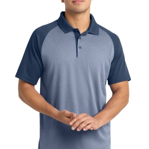 ® PosiCharge ® RacerMesh ® Raglan Heather Block Polo Thumbnail