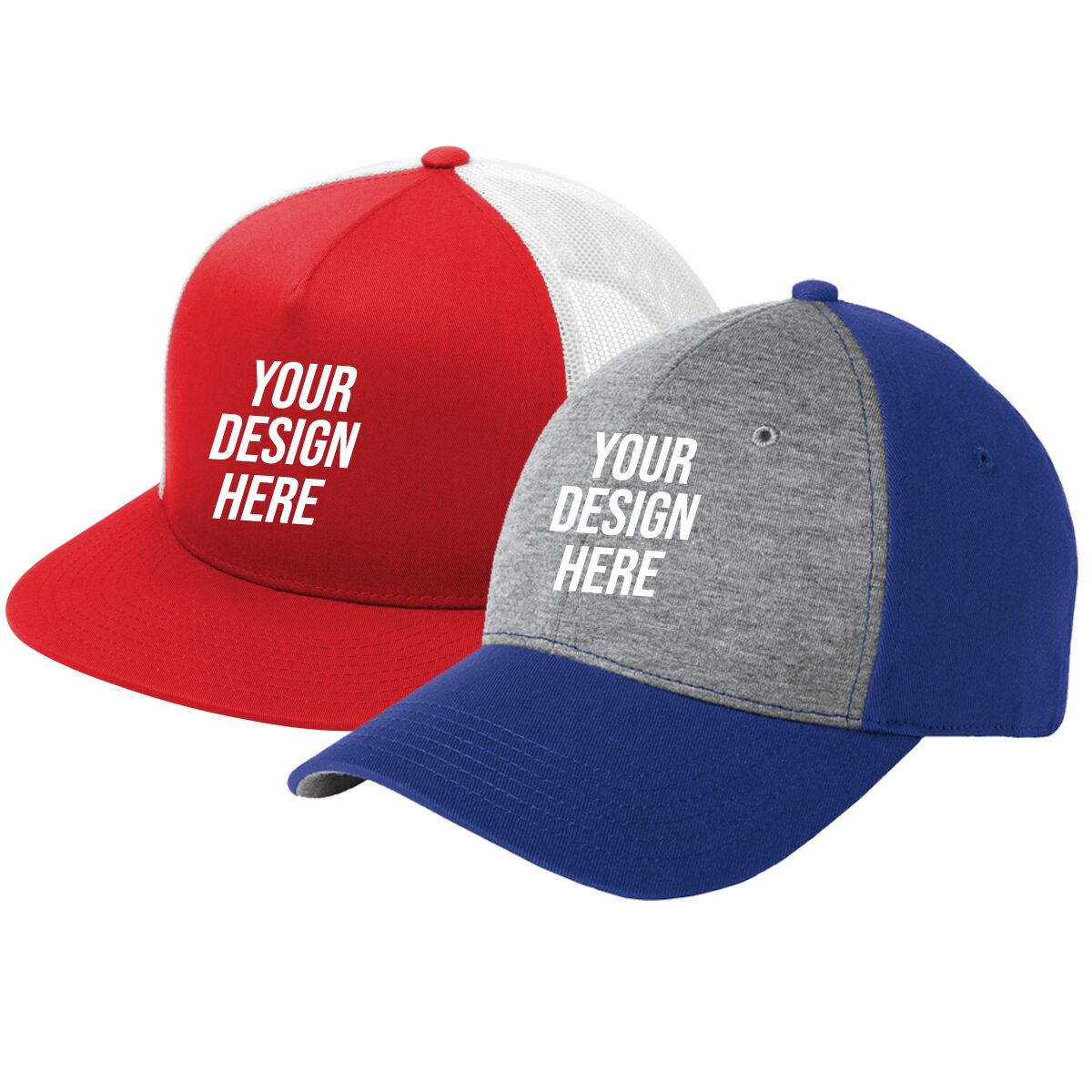 custom embroidered hats, logo baseball caps, branded beanies, printed snapbacks, company headwear, custom visors and trucker caps